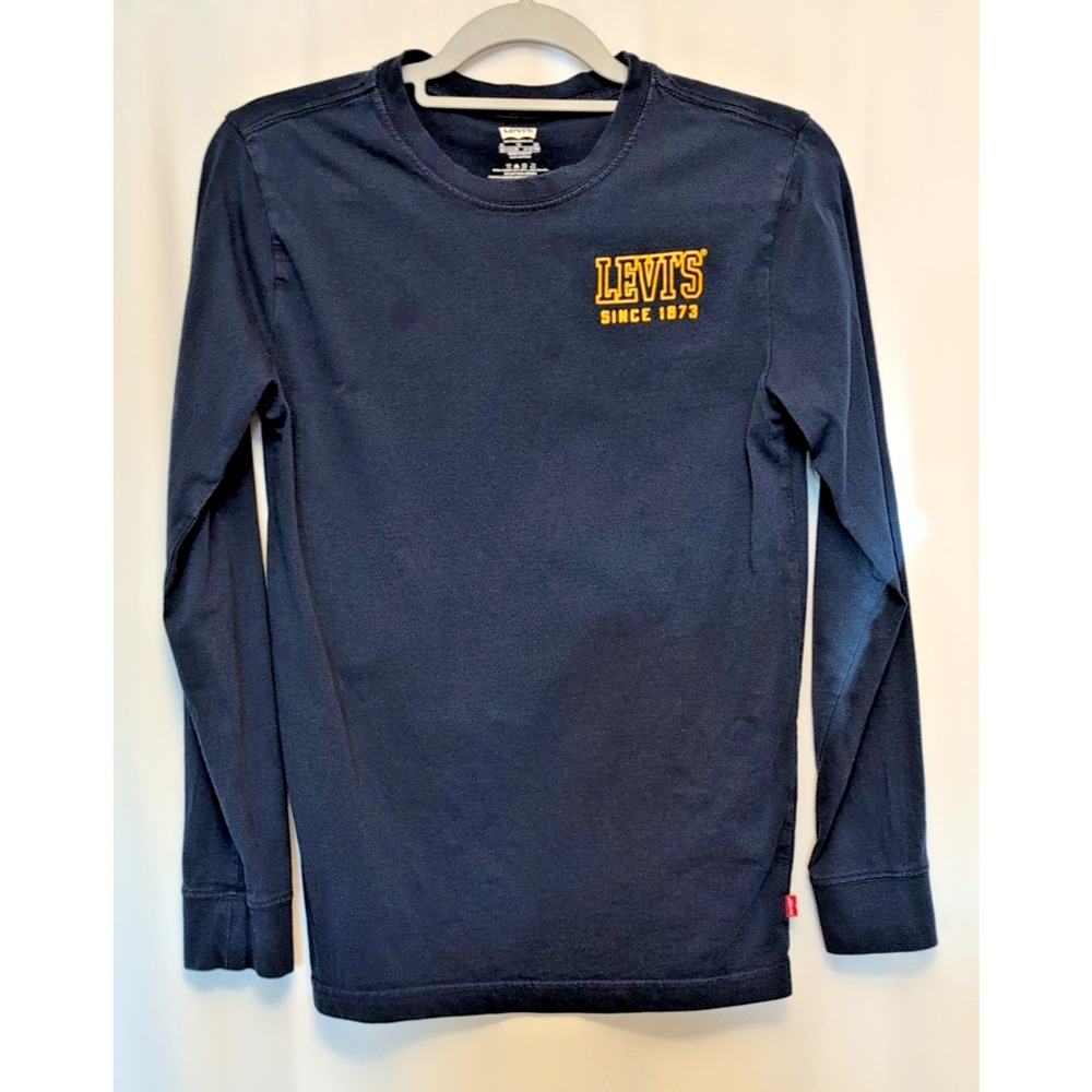 Levi's long sleeve child xl front back navy blue t shirt red tag